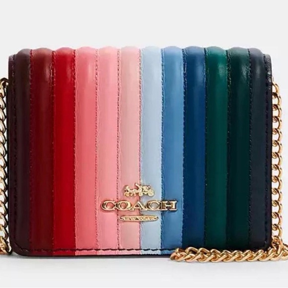 Coach Handbags - Coach Leather Striped Mini Multicolor Crossbody Wallet/Bag NWOT